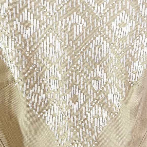 Antonio Melani Embroidered Carys Sheath Dress in Papyrus Beige Size 0 - Picture 4 of 11